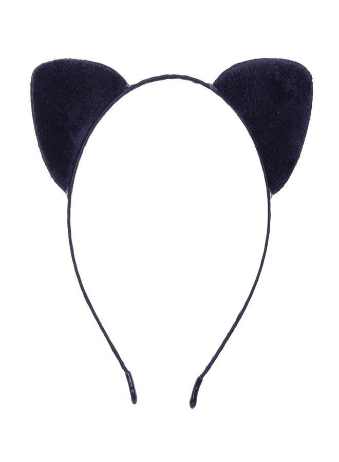 Vonokee Velvet Cat Ears Headband,Black Plush Cat Headpiece Cute Cat Costume Accessories for Halloween Party Cosplay and Daily Use - Image 1